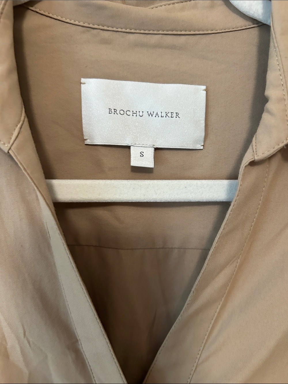 Brochu Walker Fia Neutral Taupe Button-Front Belted Midi Shirt Dress the quality - Picture 2 of 9